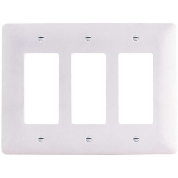 Titan3 Technology 3-Gang Decorator Rocker Plastic Wall Plate, White Textured TPPW-RRR